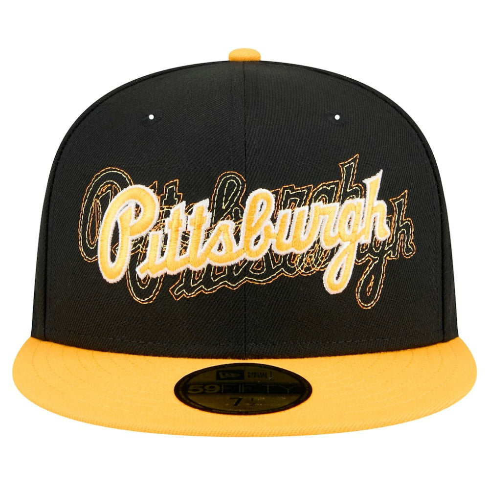 Pittsburgh Pirates Shadow Stitch 59FIFTY Fitted Hat - Black | New Era