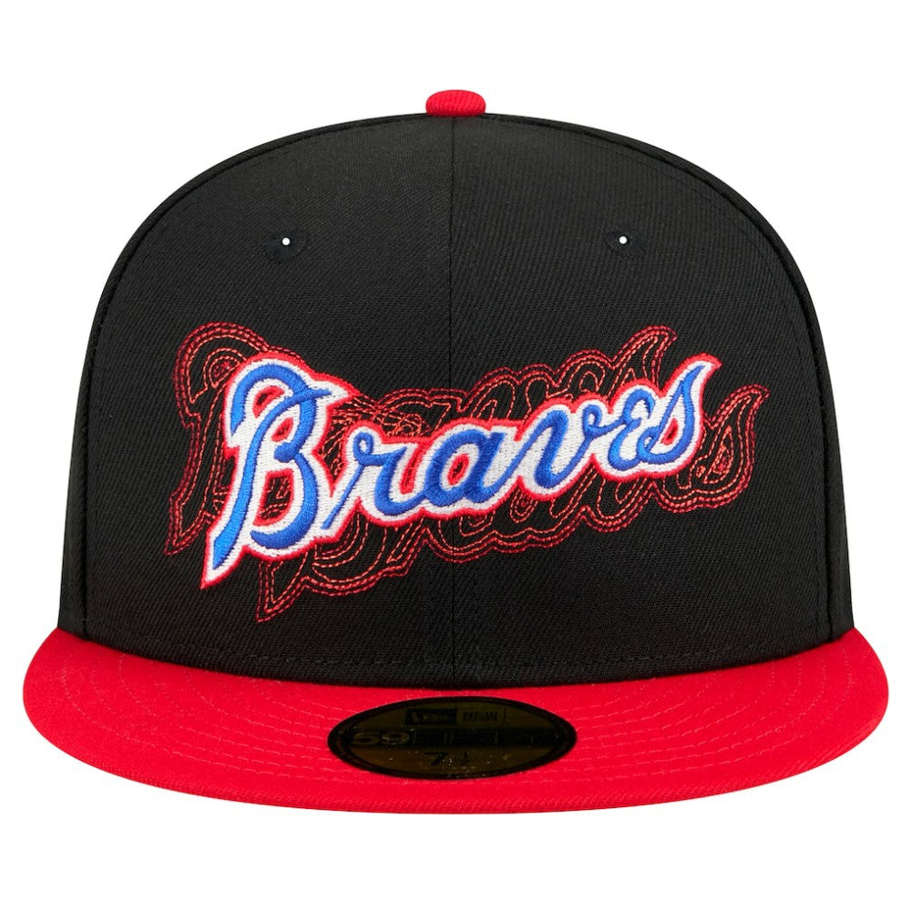 Atlanta Braves Shadow Stitch 59FIFTY Fitted Hat - Black | New Era