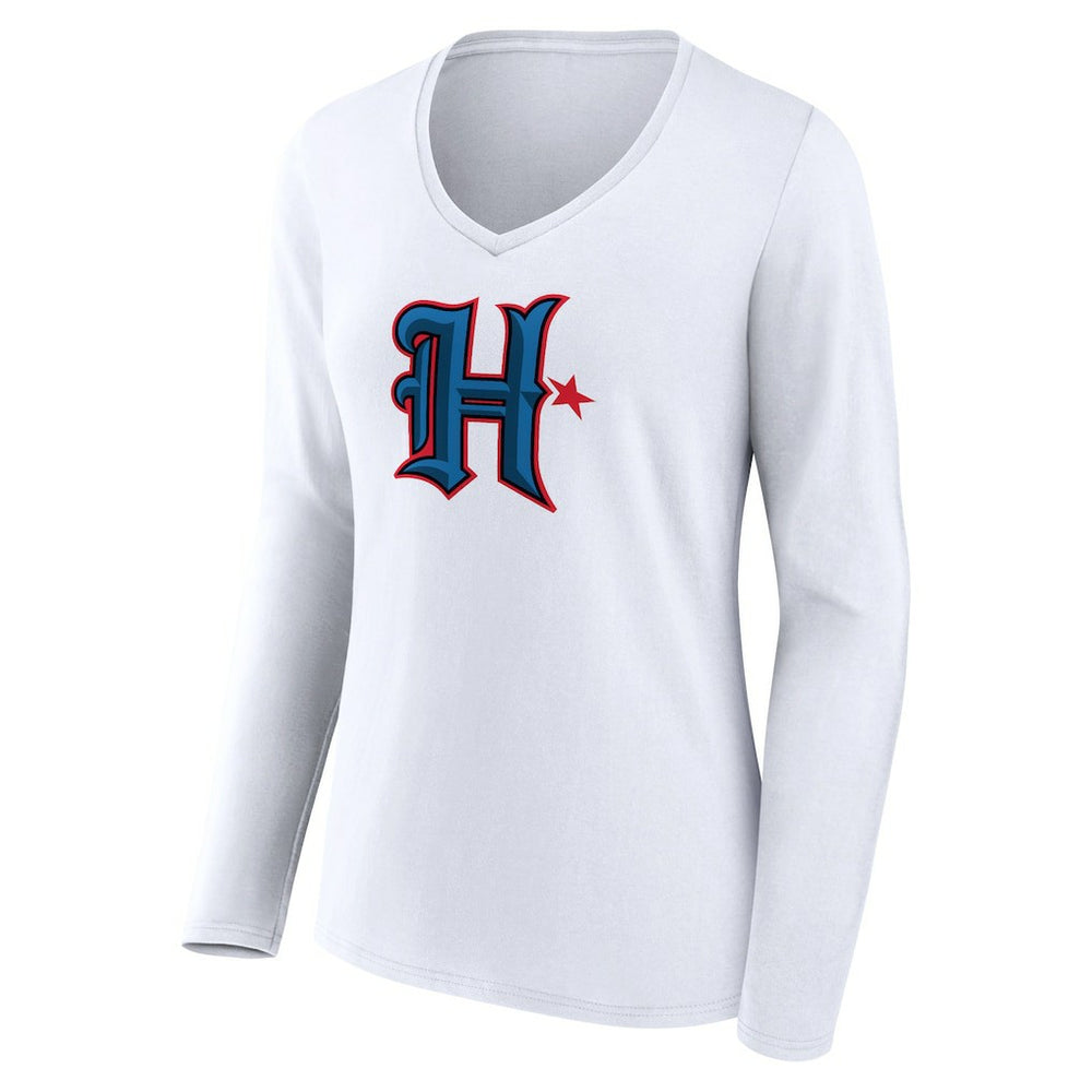 Houston Texans Women's Secondary Logo Long Sleeve V-Neck T-Shirt - White cheap