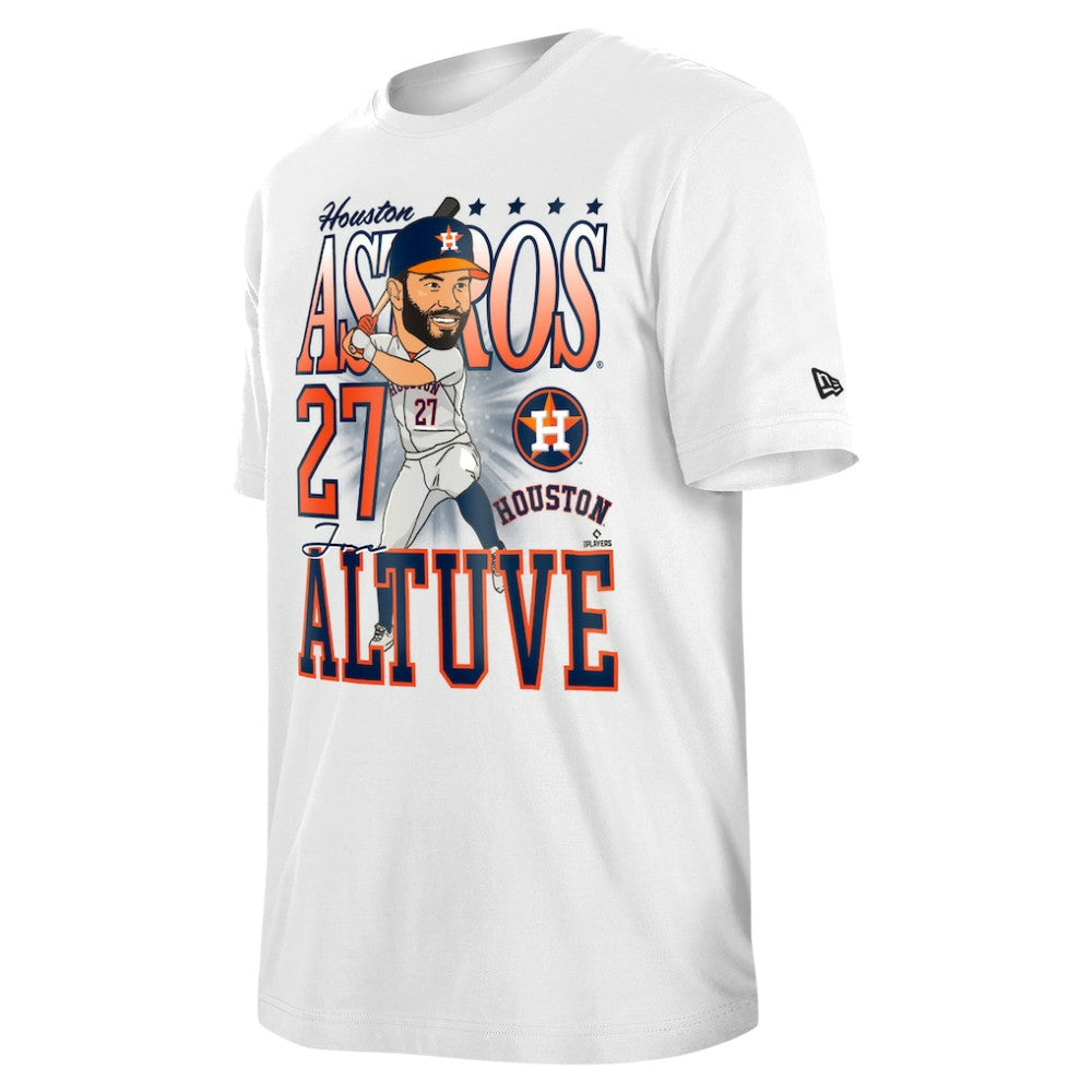 Jose Altuve Houston Astros Caricature T-Shirt - White | New Era