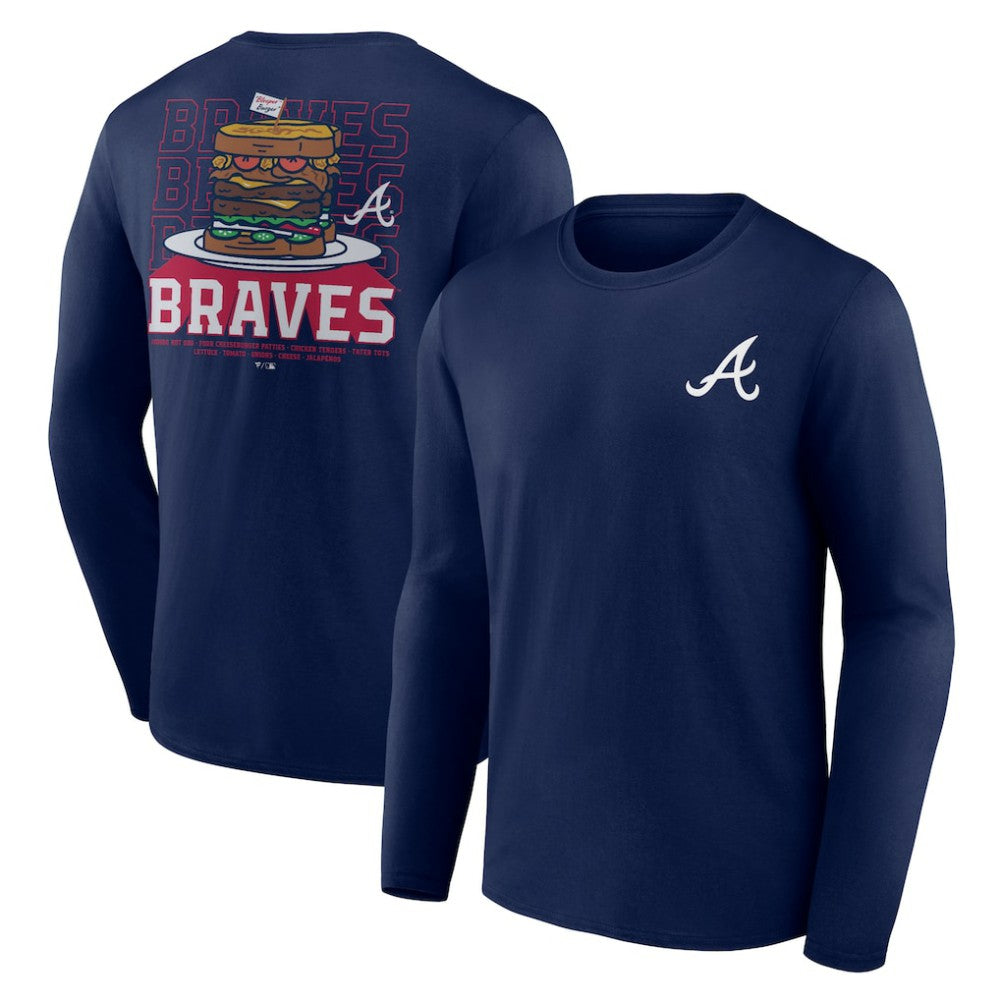 Atlanta Braves Blooper Burger Long Sleeve T-Shirt - Navy