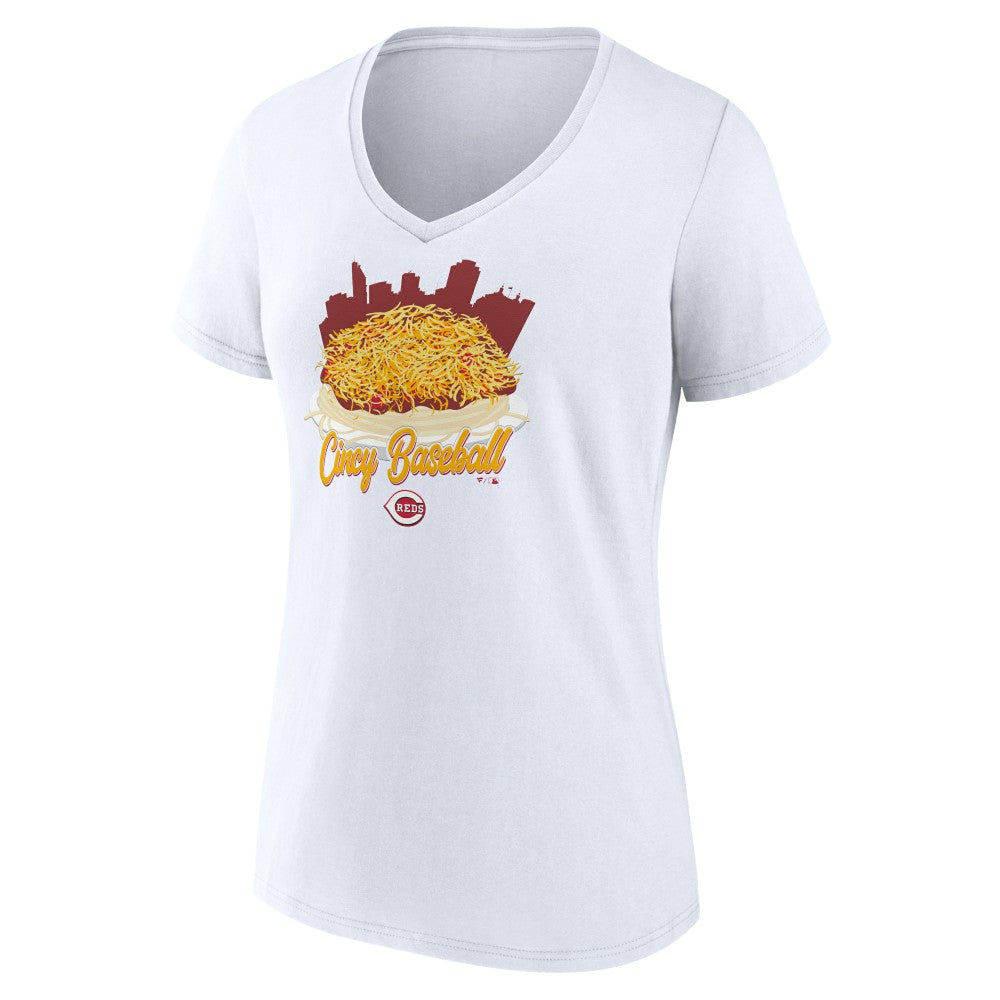 Cincinnati Reds Women's Chili V-Neck T-Shirt - White