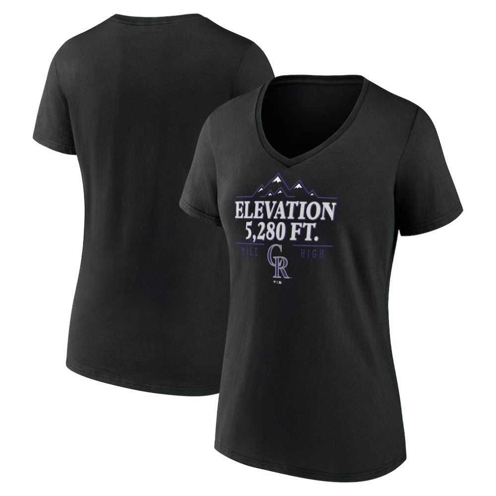 Colorado Rockies Women's Elevation V-Neck T-Shirt - Black