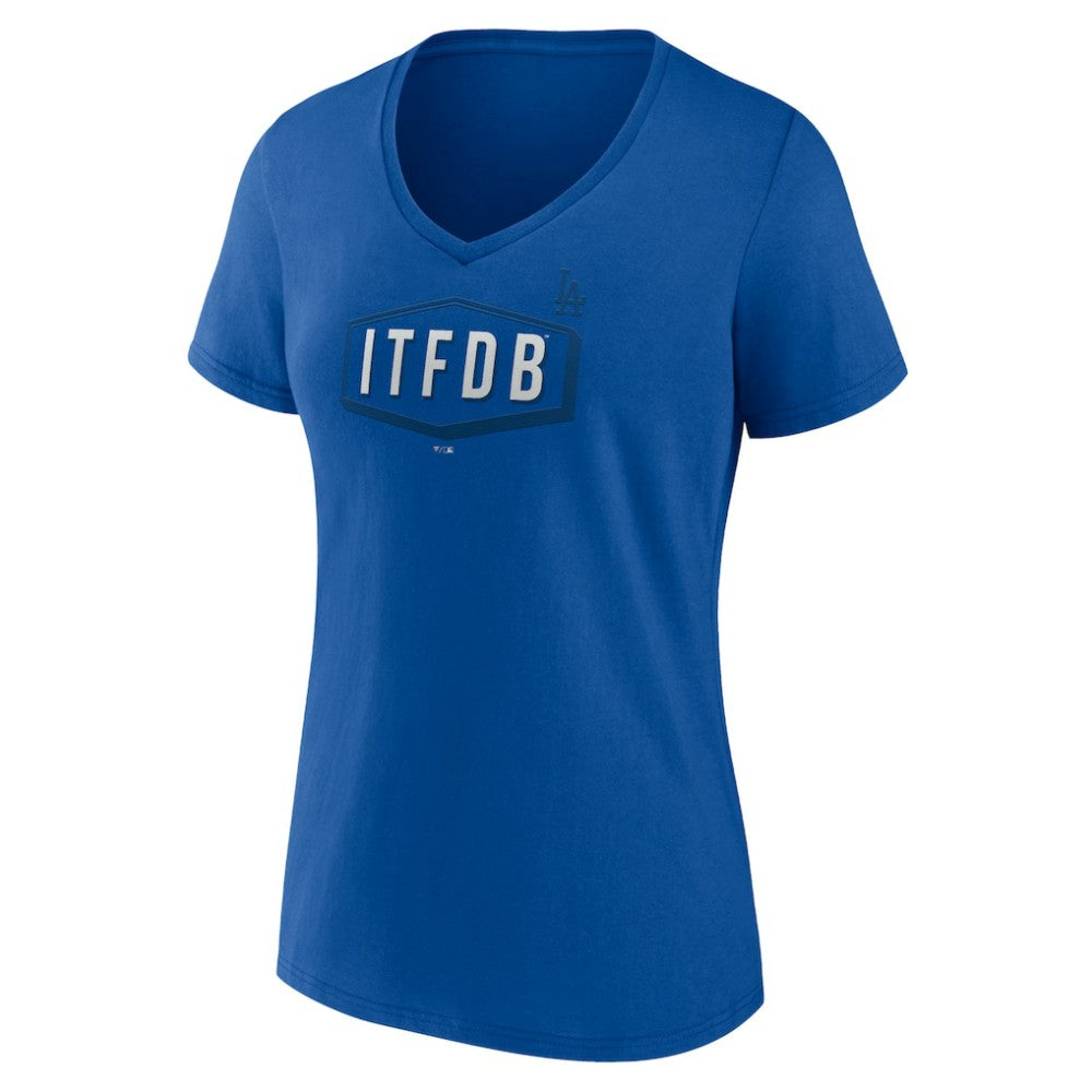 Los Angeles Dodgers Women's ITFDB V-Neck T-Shirt - Royal