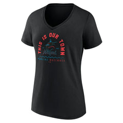 Miami Marlins Women's Our Town V-Neck T-Shirt - Black