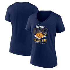 Milwaukee Brewers Women's Cheese Fry V-Neck T-Shirt - Navy