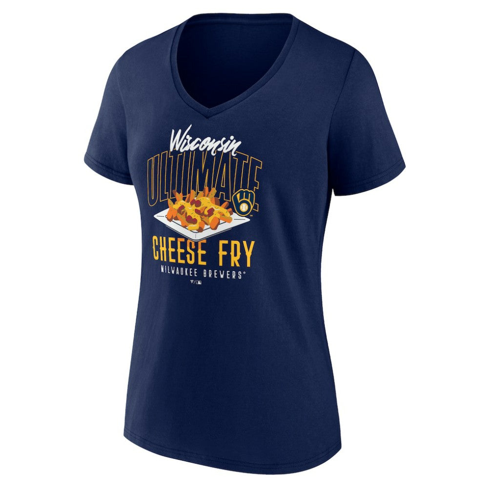 Milwaukee Brewers Women's Cheese Fry V-Neck T-Shirt - Navy