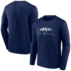 Seattle Mariners Mountains Long Sleeve T-Shirt - Navy