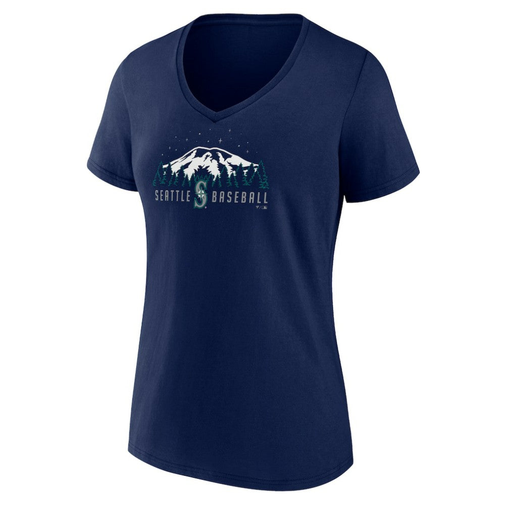 Seattle Mariners Women's Mountains V-Neck T-Shirt - Navy