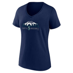 Seattle Mariners Women's Mountains V-Neck T-Shirt - Navy