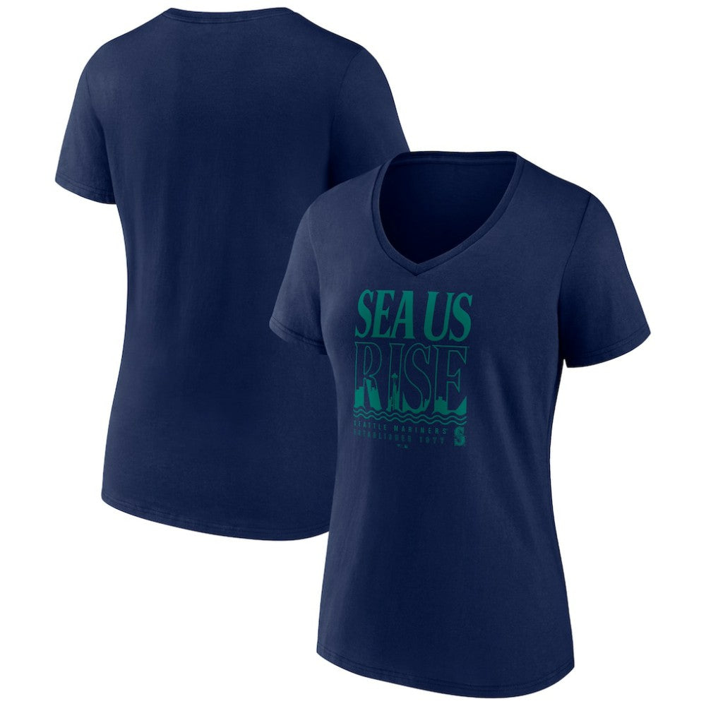 Seattle Mariners Women's Sea Us Rise V-Neck T-Shirt - Navy