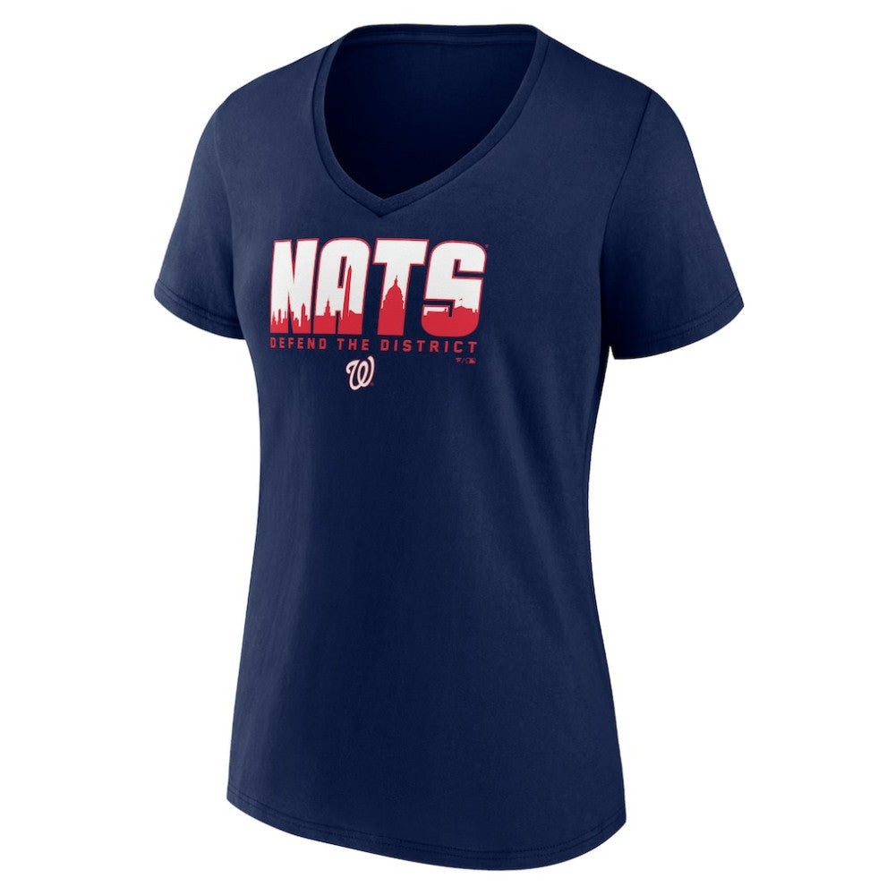 Washington Nationals Women's Defend the District V-Neck T-Shirt - Navy