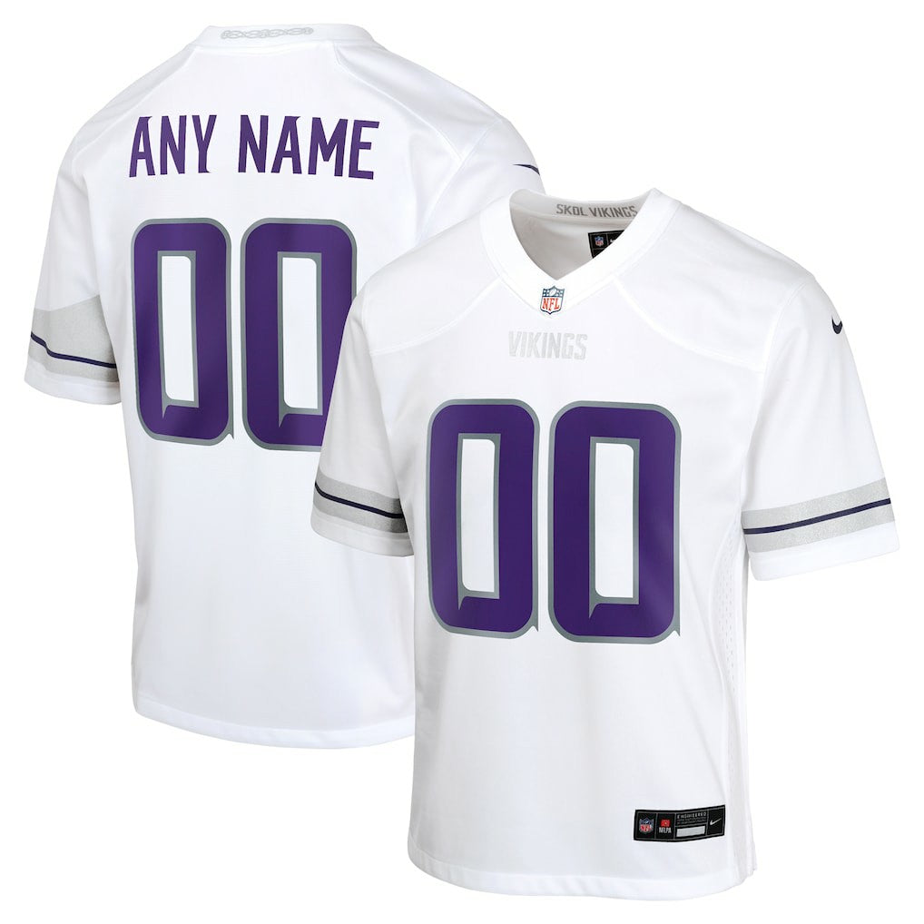 Minnesota Vikings Youth Alternate Custom Game Jersey - White | Nike for sale