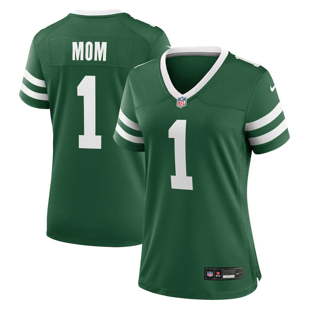 New York Jets Women's #1 Mom Game Jersey - Legacy Green | Nike on sale