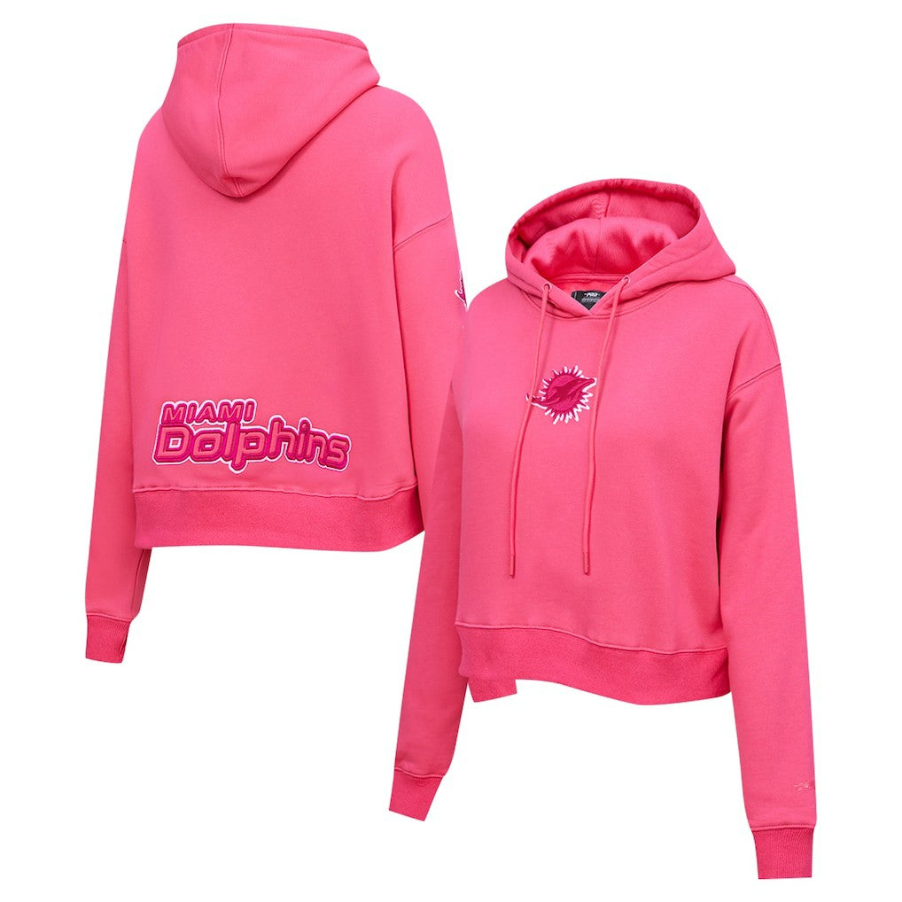 Miami Dolphins Pro Standard Women's Triple Pink Cropped Fleece Pullover Hoodie - Pink sale