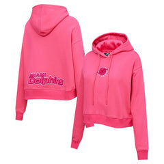 Miami Dolphins Pro Standard Women's Triple Pink Cropped Fleece Pullover Hoodie - Pink sale