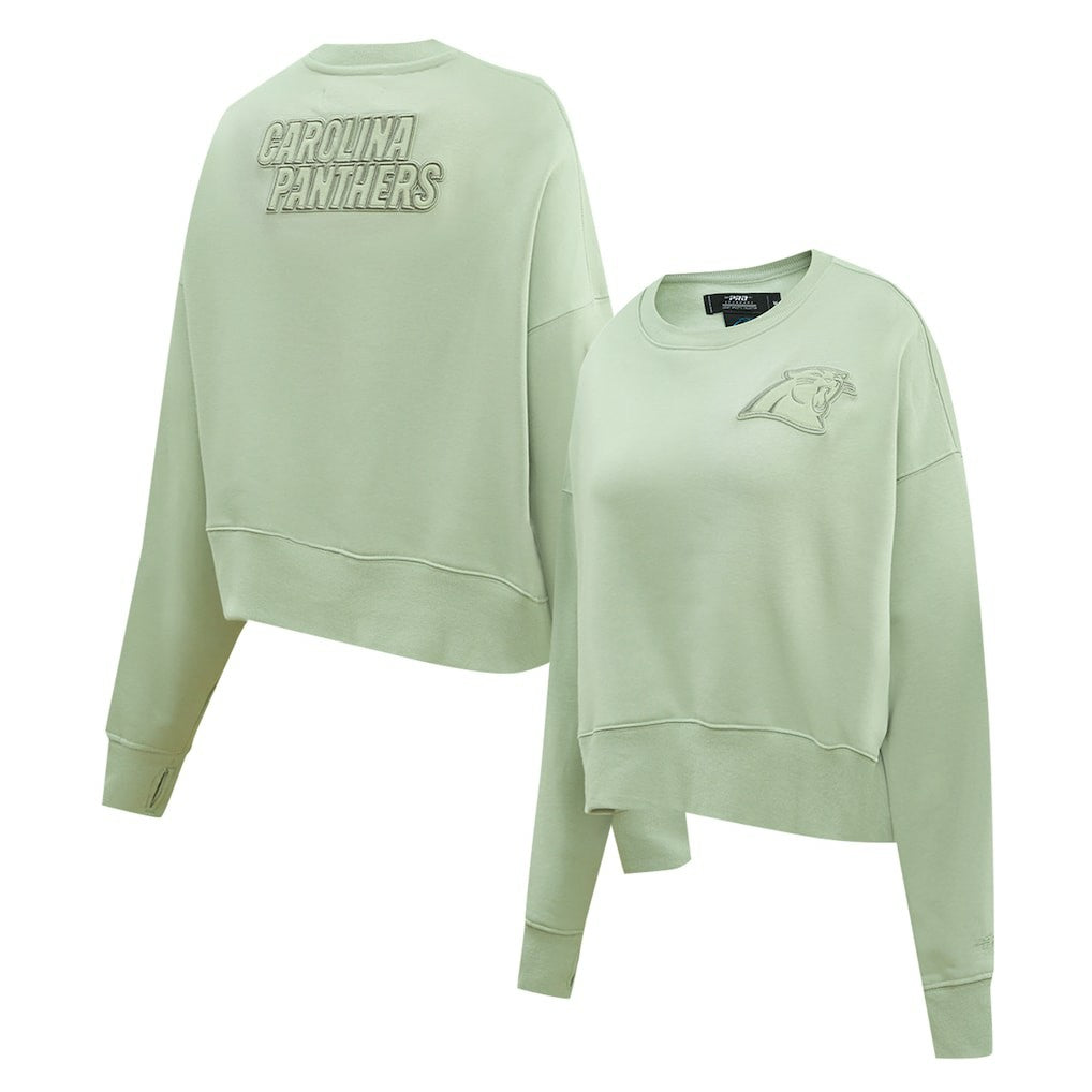 Carolina Panthers Pro Standard Women's Oversized Cropped Neutral Pullover Sweatshirt - Light Green online