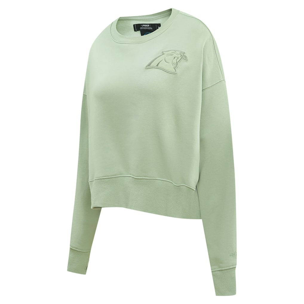 Carolina Panthers Pro Standard Women's Oversized Cropped Neutral Pullover Sweatshirt - Light Green online