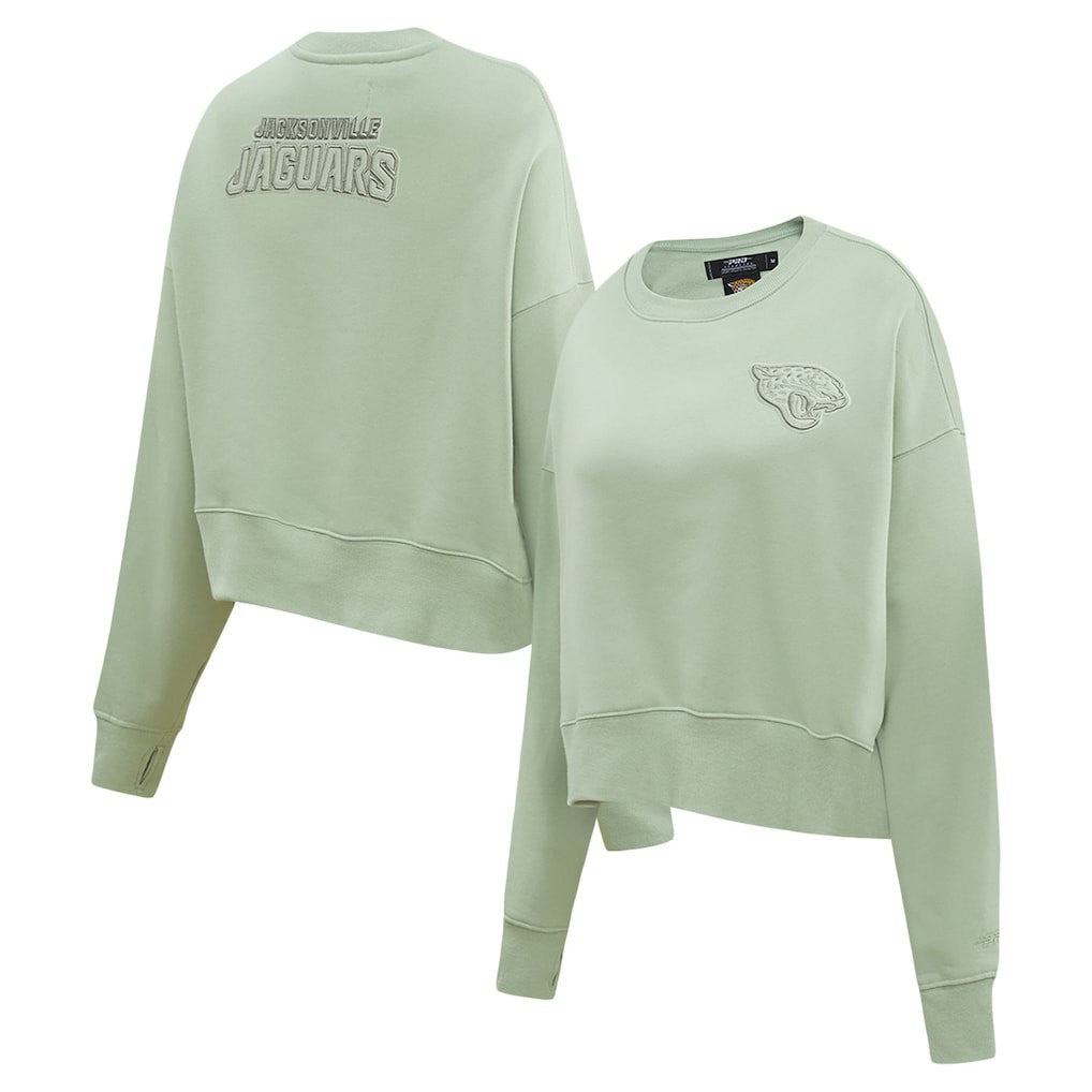 Jacksonville Jaguars Pro Standard Women's Oversized Cropped Neutral Pullover Sweatshirt - Light Green for sale