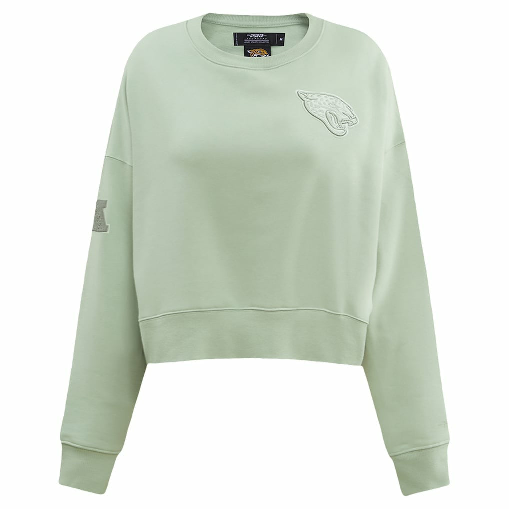 Jacksonville Jaguars Pro Standard Women's Oversized Cropped Neutral Pullover Sweatshirt - Light Green for sale