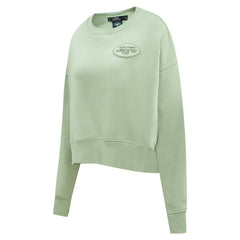 New York Jets Pro Standard Women's Oversized Cropped Neutral Pullover Sweatshirt - Light Green cheap