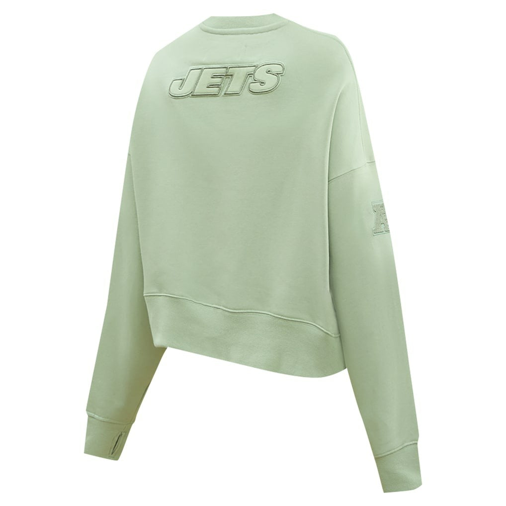 New York Jets Pro Standard Women's Oversized Cropped Neutral Pullover Sweatshirt - Light Green cheap