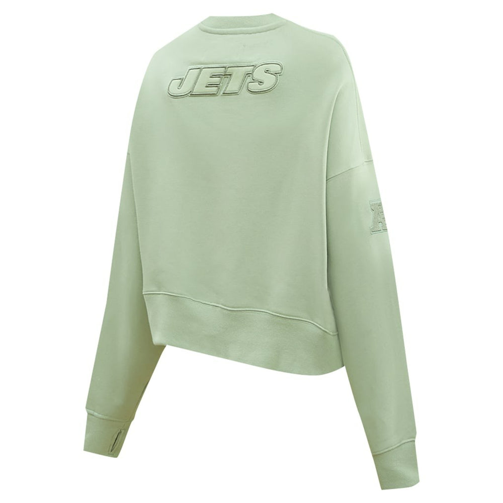 New York Jets Pro Standard Women's Oversized Cropped Neutral Pullover Sweatshirt - Light Green cheap