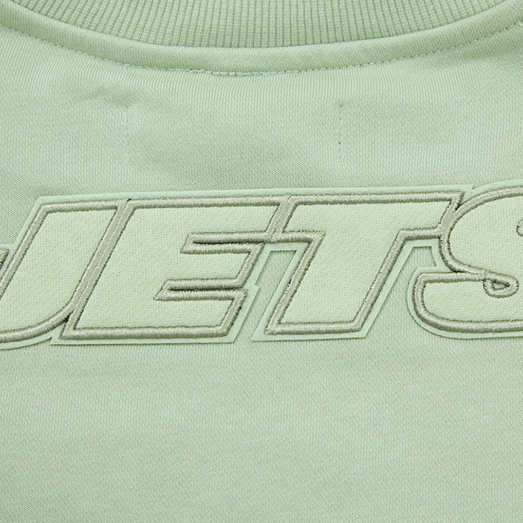 New York Jets Pro Standard Women's Oversized Cropped Neutral Pullover Sweatshirt - Light Green cheap