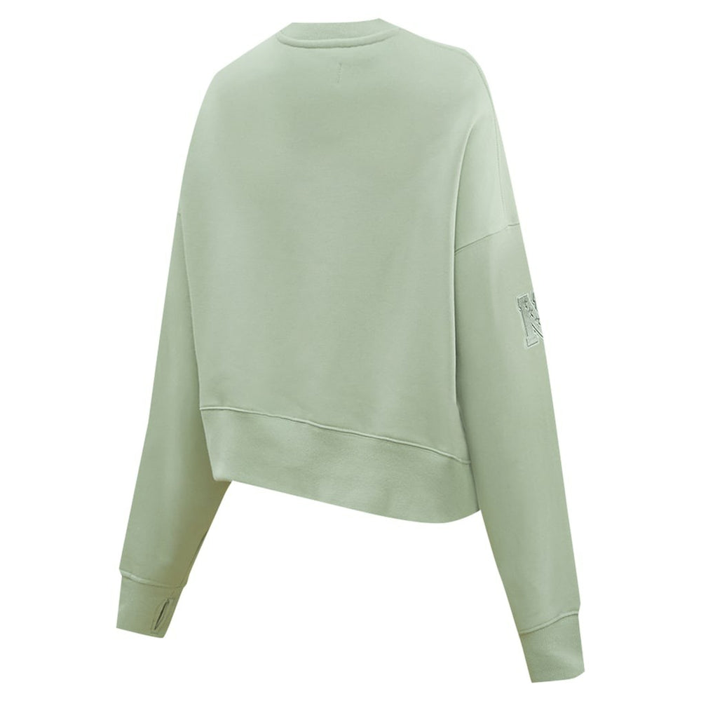 New York Giants Pro Standard Women's Oversized Cropped Neutral Pullover Sweatshirt - Light Green sale