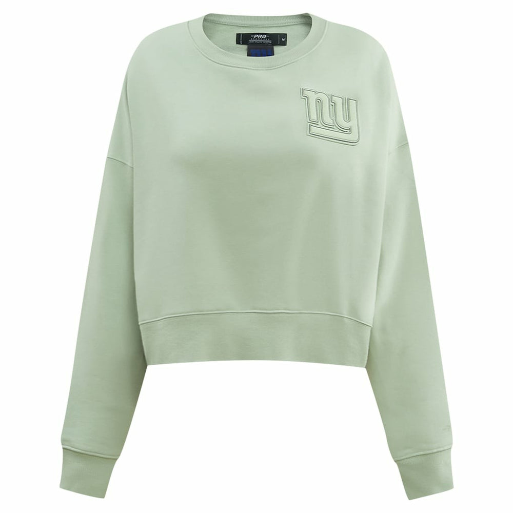 New York Giants Pro Standard Women's Oversized Cropped Neutral Pullover Sweatshirt - Light Green sale