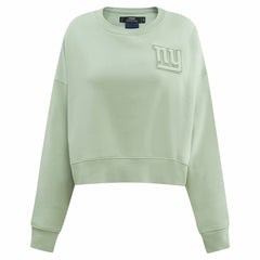 New York Giants Pro Standard Women's Oversized Cropped Neutral Pullover Sweatshirt - Light Green sale