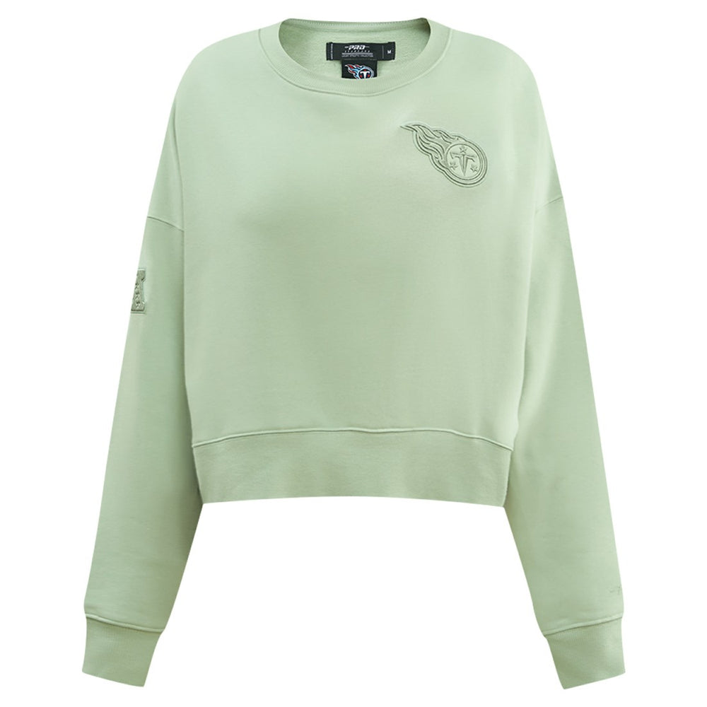 Tennessee Titans Pro Standard Women's Oversized Cropped Neutral Pullover Sweatshirt - Light Green for sale