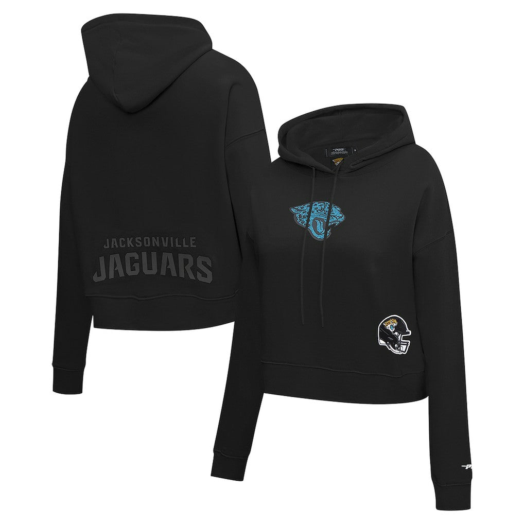 Jacksonville Jaguars Pro Standard Women's Jeweled Cropped Pullover Hoodie - Black sale