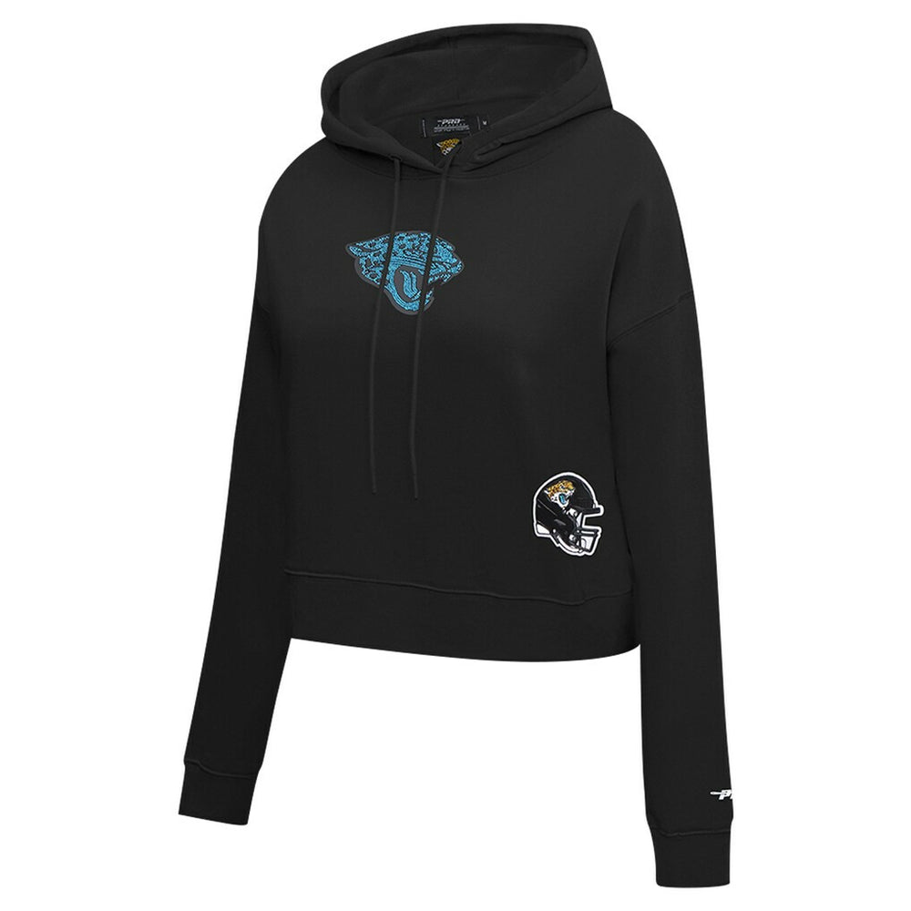 Jacksonville Jaguars Pro Standard Women's Jeweled Cropped Pullover Hoodie - Black sale