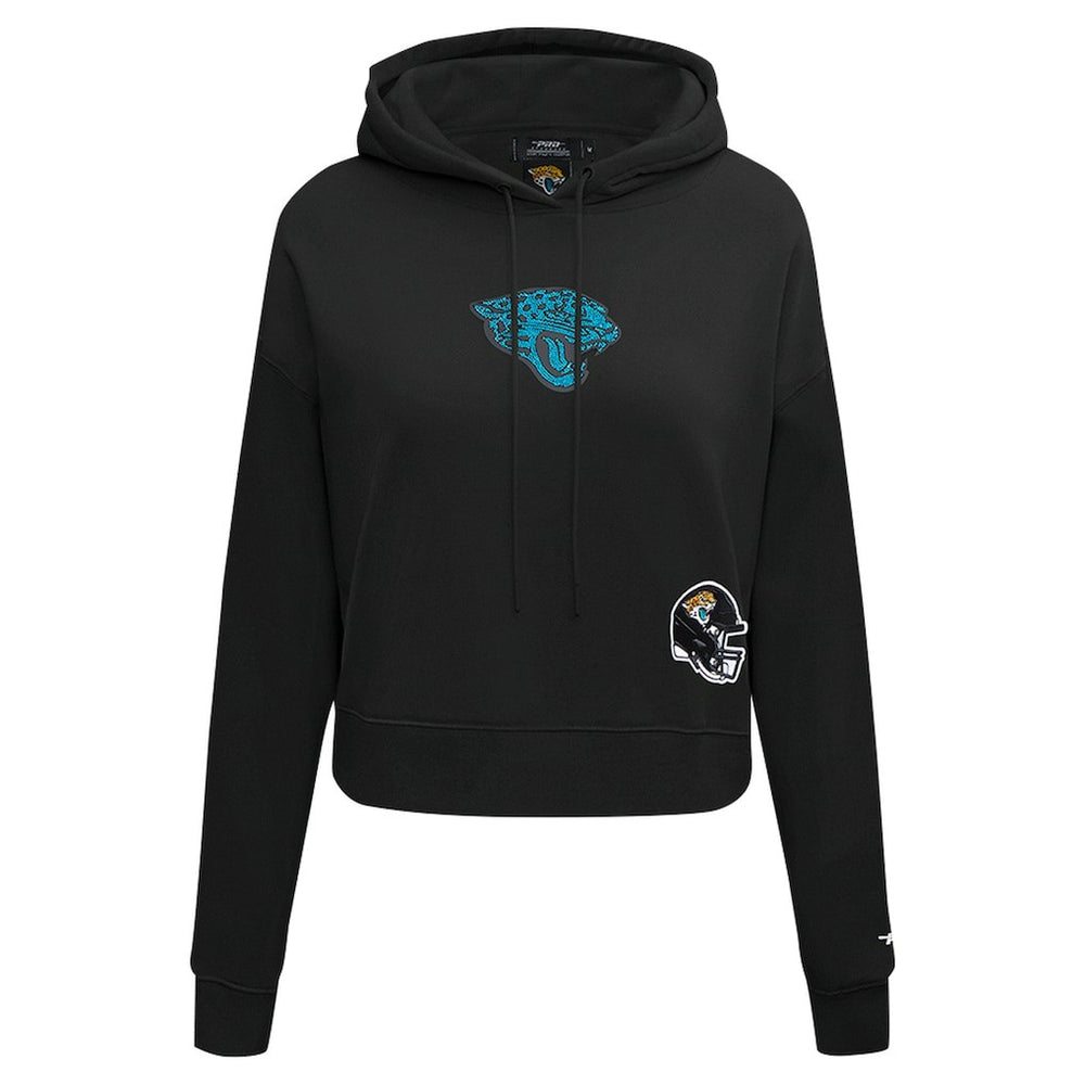 Jacksonville Jaguars Pro Standard Women's Jeweled Cropped Pullover Hoodie - Black sale