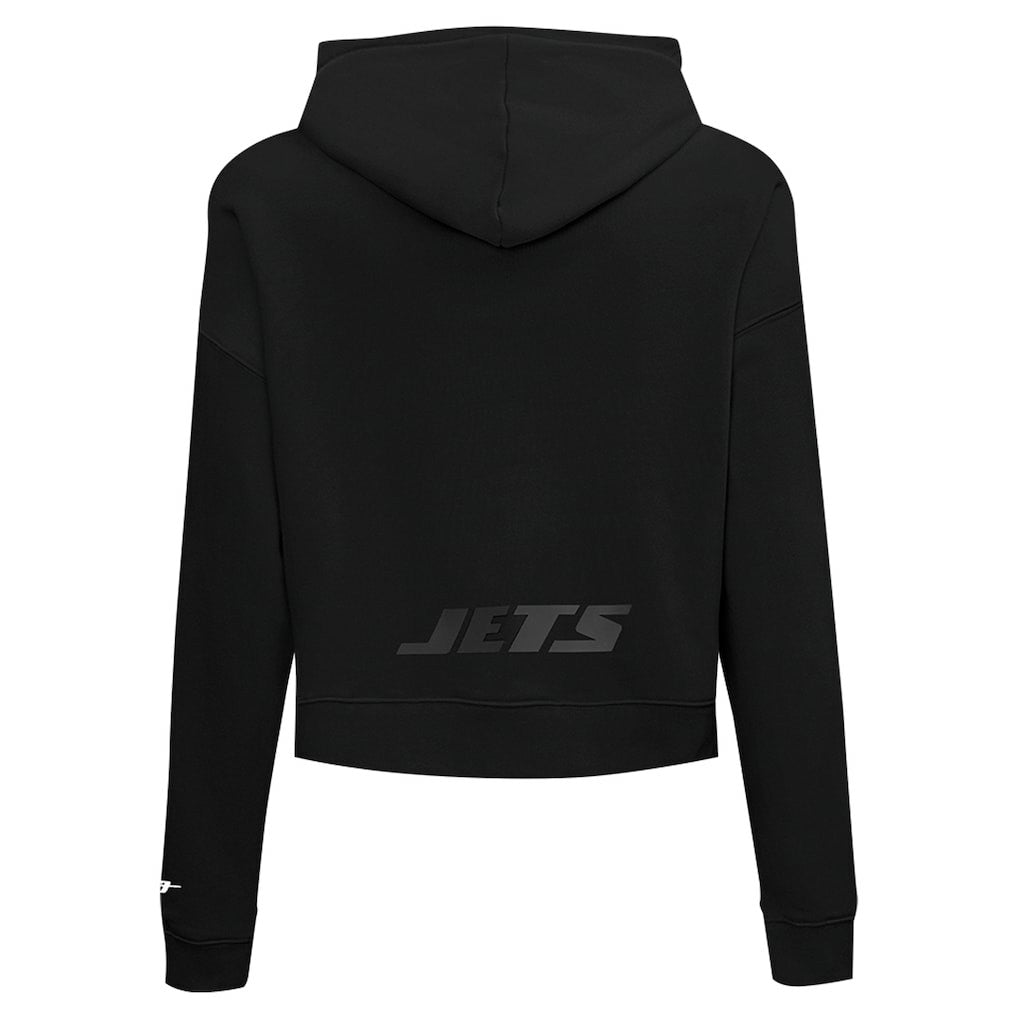 New York Jets Pro Standard Women's Jeweled Cropped Pullover Hoodie - Black sale