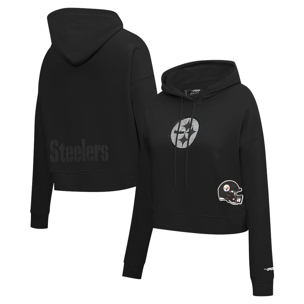 Pittsburgh Steelers Pro Standard Women's Jeweled Cropped Pullover Hoodie - Black outlet