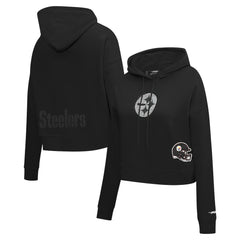 Pittsburgh Steelers Pro Standard Women's Jeweled Cropped Pullover Hoodie - Black outlet