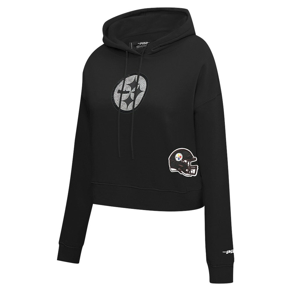 Pittsburgh Steelers Pro Standard Women's Jeweled Cropped Pullover Hoodie - Black outlet