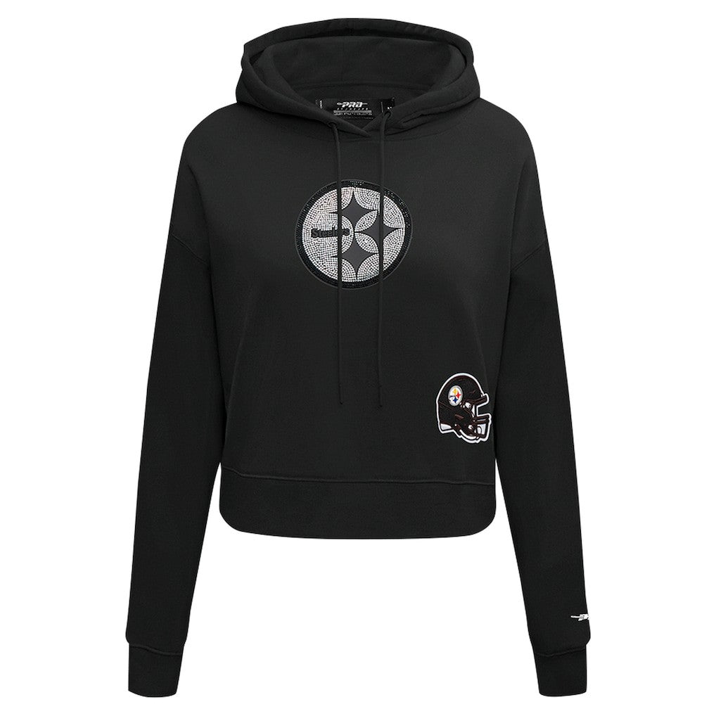 Pittsburgh Steelers Pro Standard Women's Jeweled Cropped Pullover Hoodie - Black outlet
