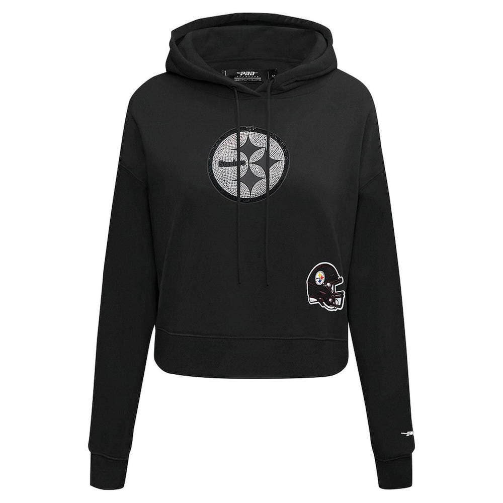 Pittsburgh Steelers Pro Standard Women's Jeweled Cropped Pullover Hoodie - Black outlet