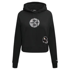 Pittsburgh Steelers Pro Standard Women's Jeweled Cropped Pullover Hoodie - Black outlet