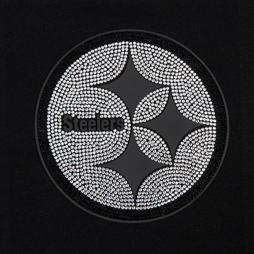 Pittsburgh Steelers Pro Standard Women's Jeweled Cropped Pullover Hoodie - Black outlet