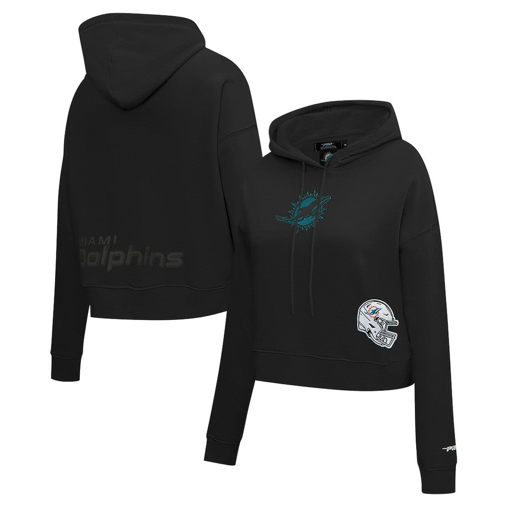 Miami Dolphins Pro Standard Women's Jeweled Cropped Pullover Hoodie - Black outlet