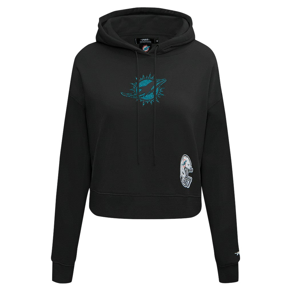 Miami Dolphins Pro Standard Women's Jeweled Cropped Pullover Hoodie - Black outlet
