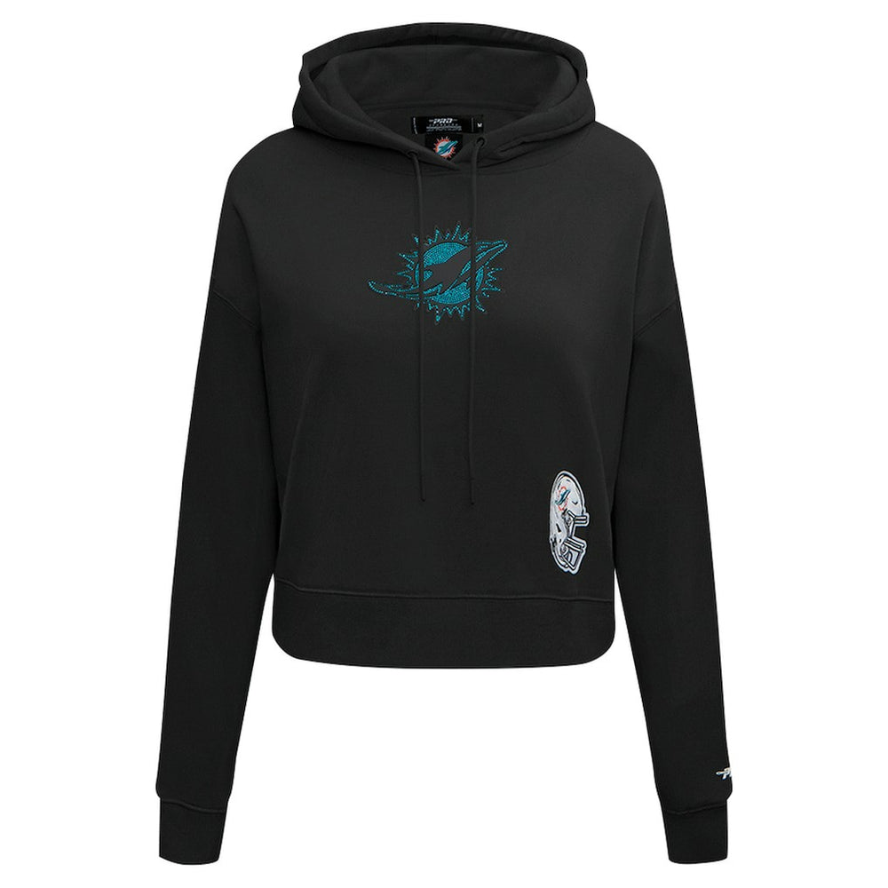 Miami Dolphins Pro Standard Women's Jeweled Cropped Pullover Hoodie - Black outlet