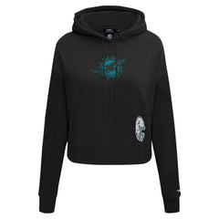 Miami Dolphins Pro Standard Women's Jeweled Cropped Pullover Hoodie - Black outlet