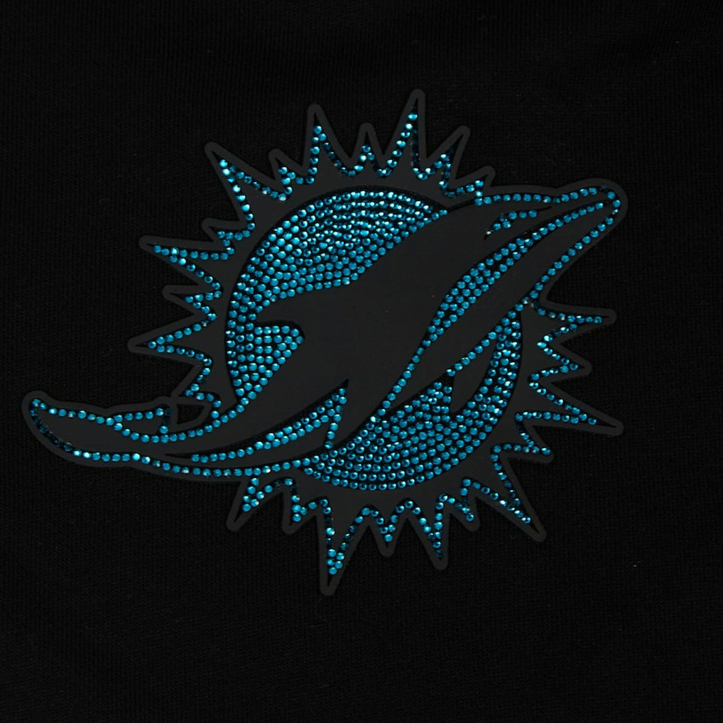 Miami Dolphins Pro Standard Women's Jeweled Cropped Pullover Hoodie - Black outlet
