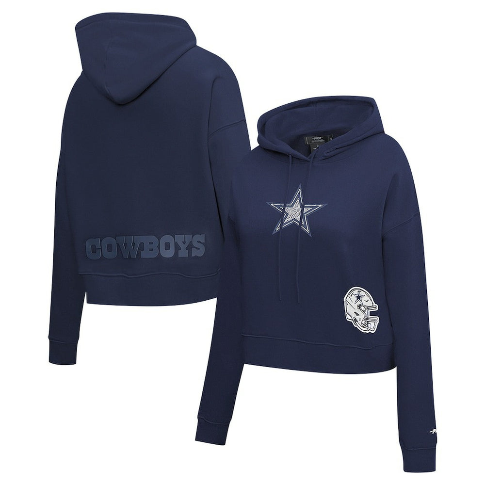Dallas Cowboys Pro Standard Women's Jeweled Cropped Pullover Hoodie - Navy cheap