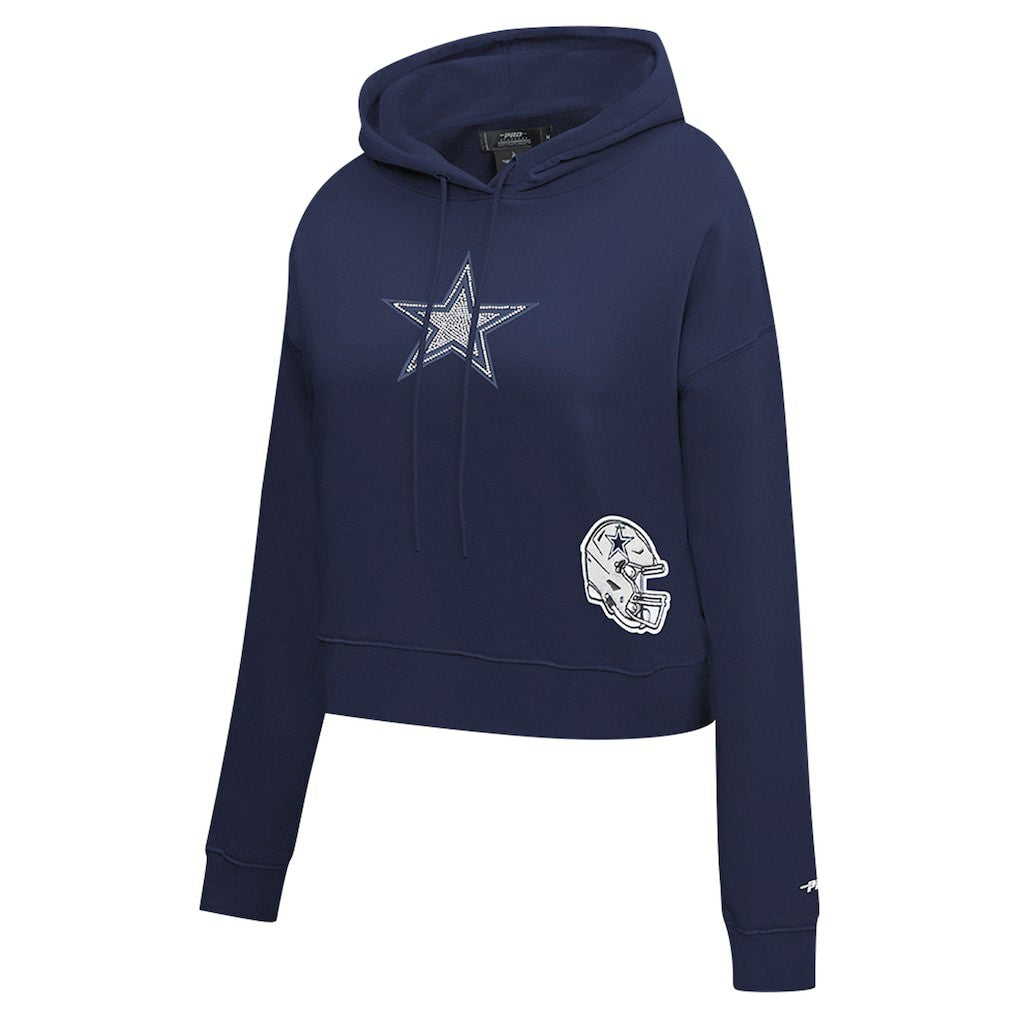 Dallas Cowboys Pro Standard Women's Jeweled Cropped Pullover Hoodie - Navy cheap
